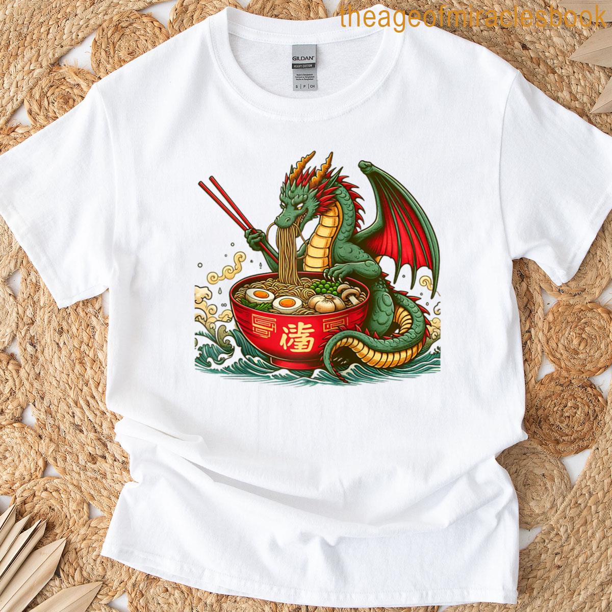 Kawaii Dragon Ramen Noodles Japanese Art Dragon Anime Raglan Baseball Tee T-shirt