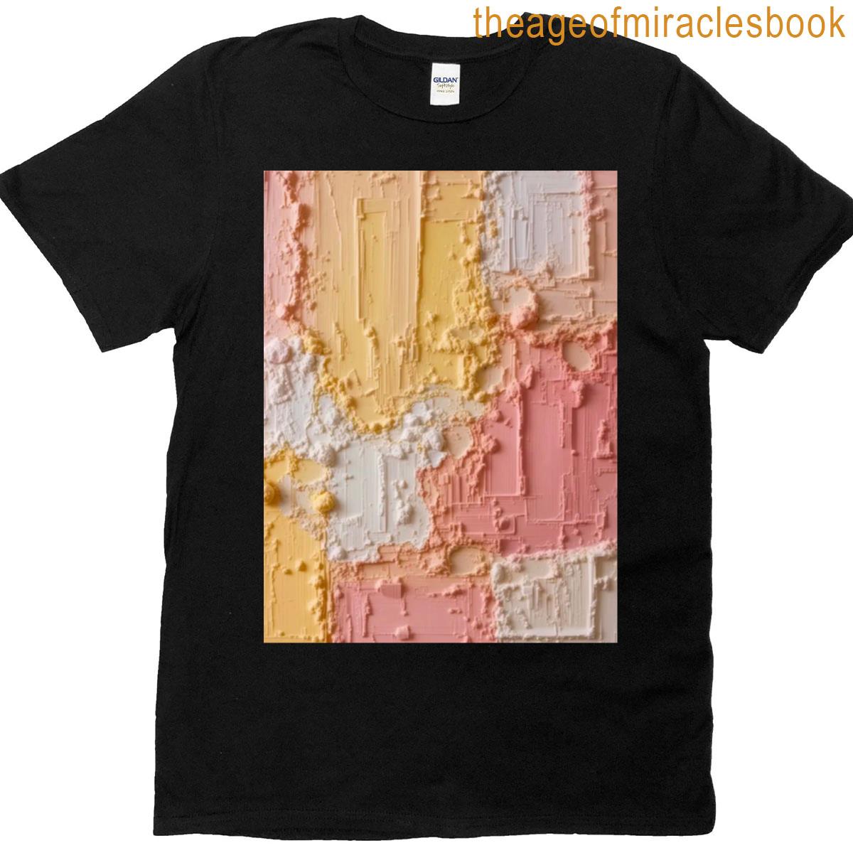 Light Pink Yellow And White Abstract Textured Cube Painting Pattern Graphic T-shirt