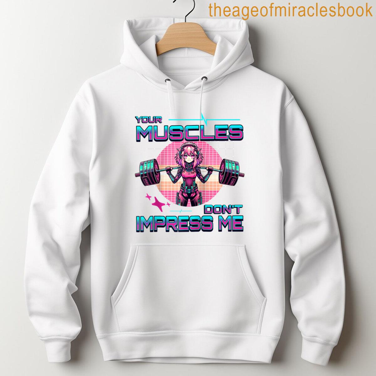 Alternative view of Your Muscles Dont Impress Me Cyberpunk Anime Girl Gym Raglan Baseball Tee T-shirt