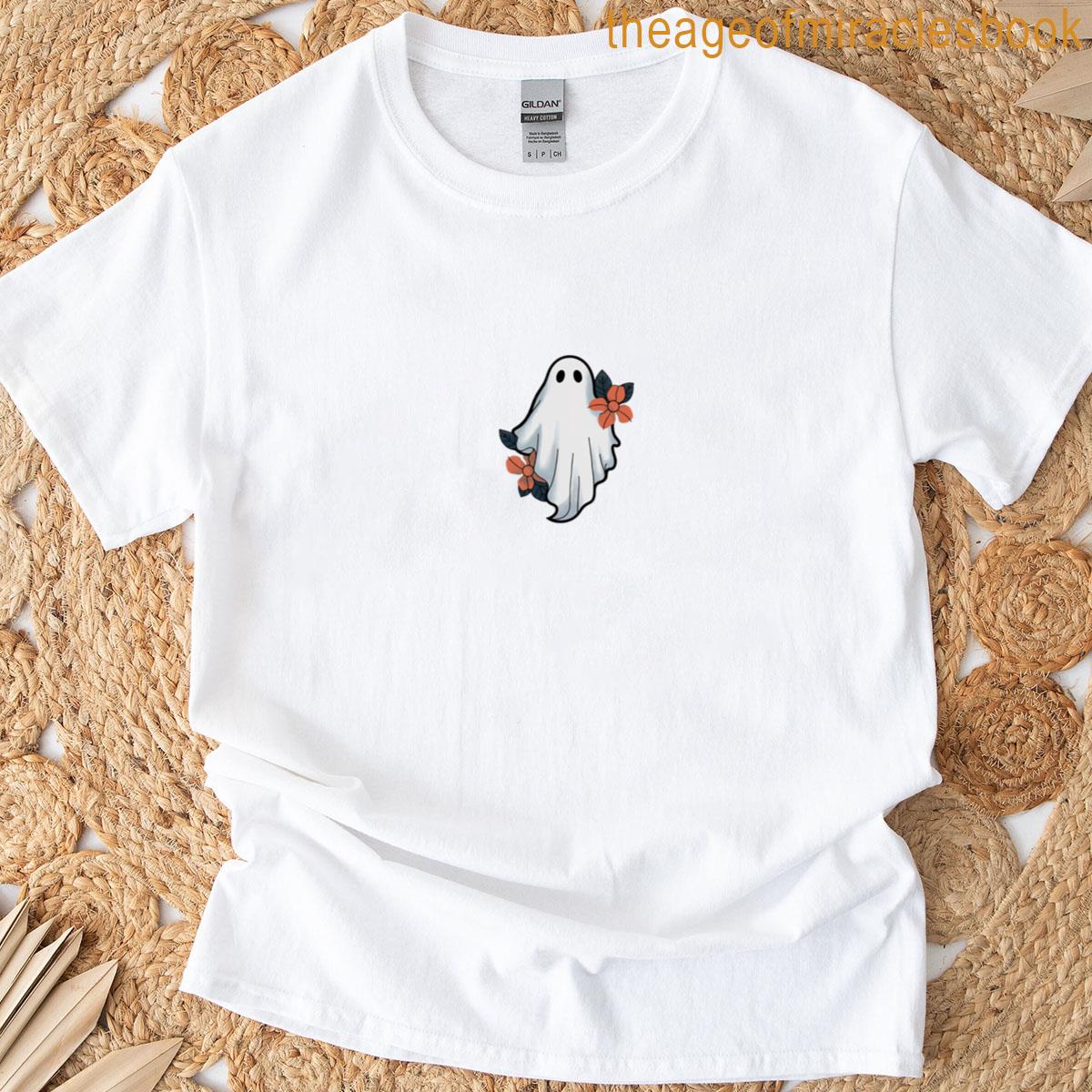 Floral Ghost Illustration With Vintage Vibes T-shirt