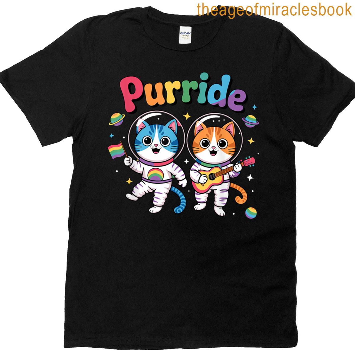 Purride Cat Lgbt Pride Month Rainbow Flag Men Women Kids T-shirt