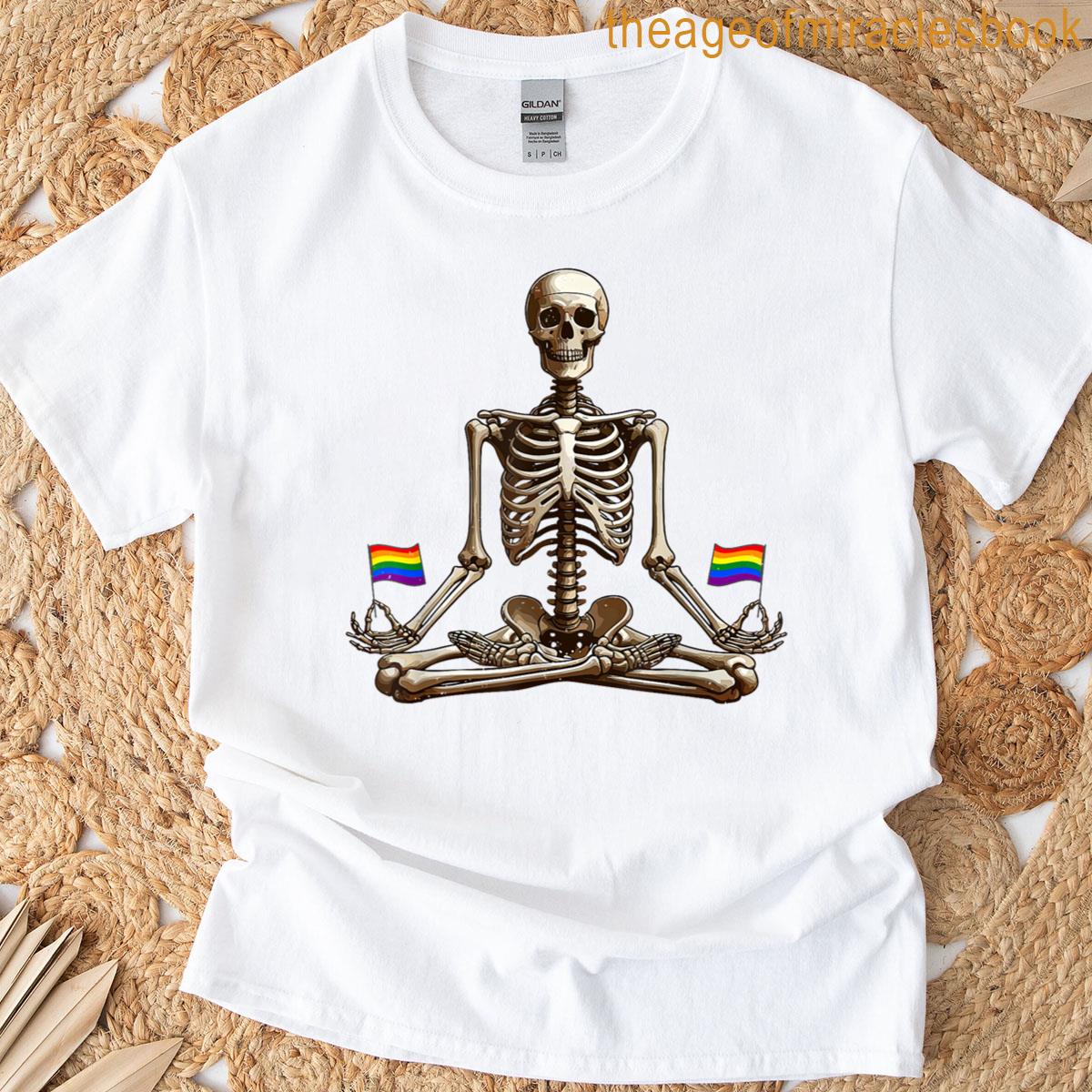 Skeleton Yoga Pose Lgbt-q Meditation Zen Gay Pride Month T-shirt