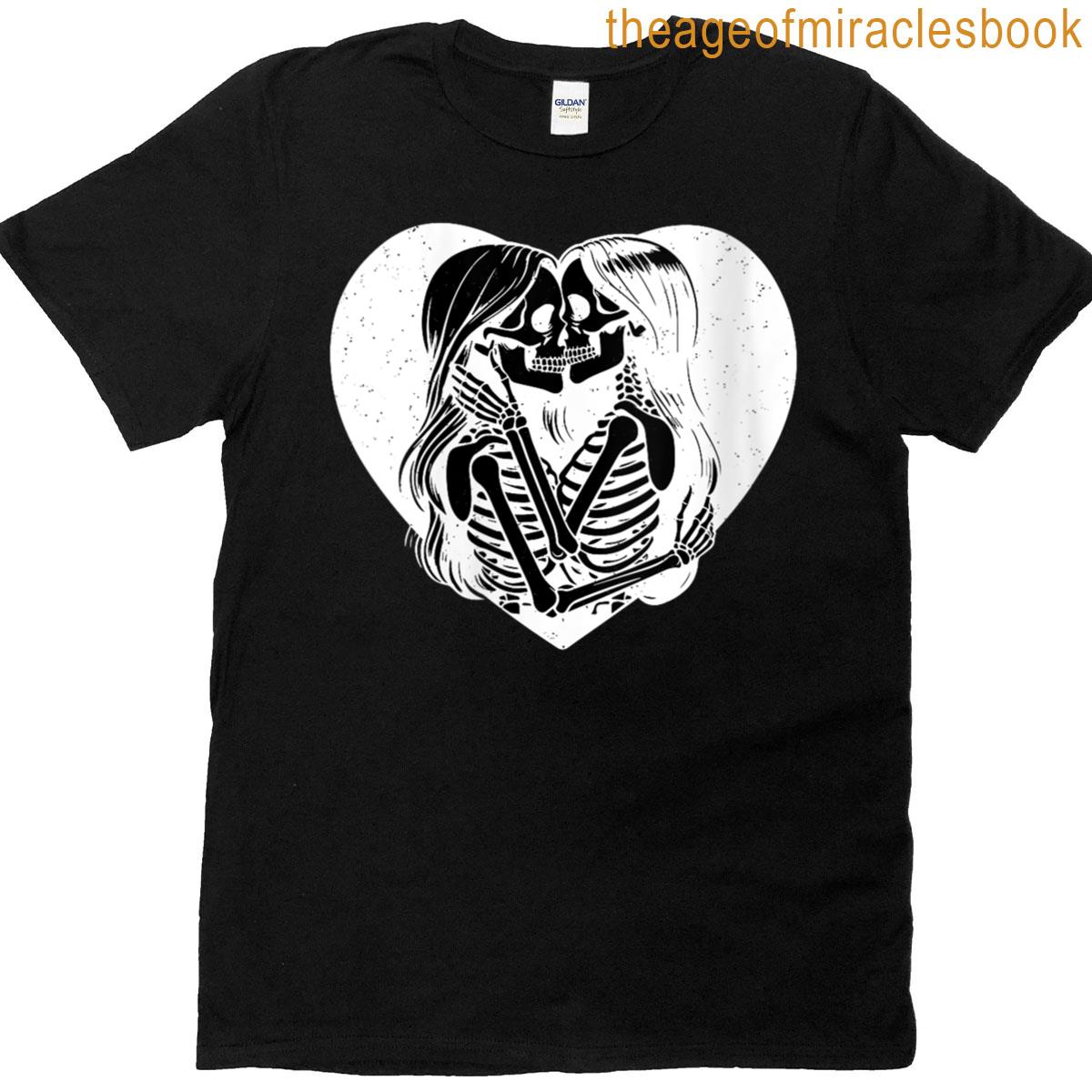 Womens Skeleton Lesbian Couple Lgbt-q Pride Month Equality Women T-shirt