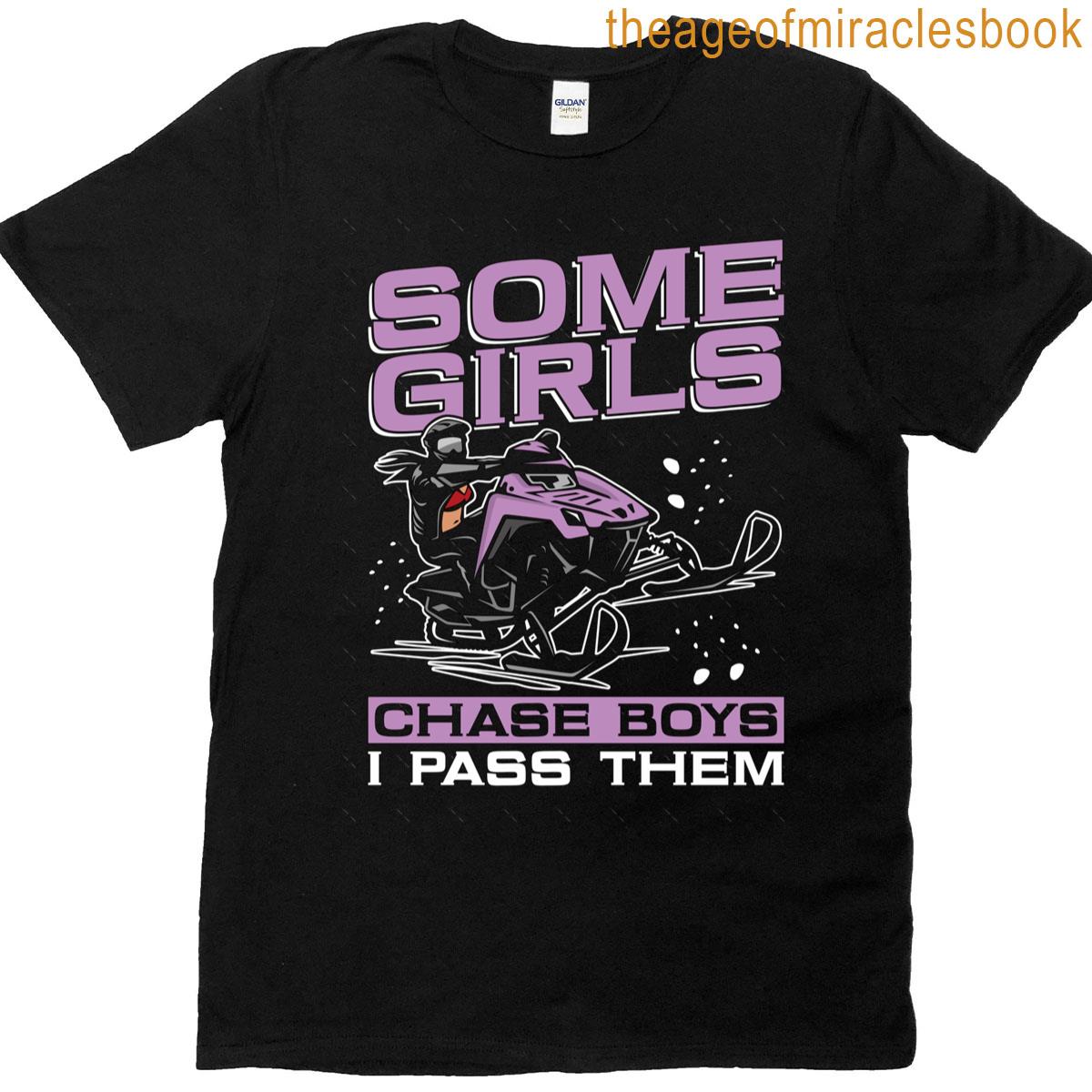 Snowmobile Racing Some Girls Chase Boys Motorsport Oversized T-shirt