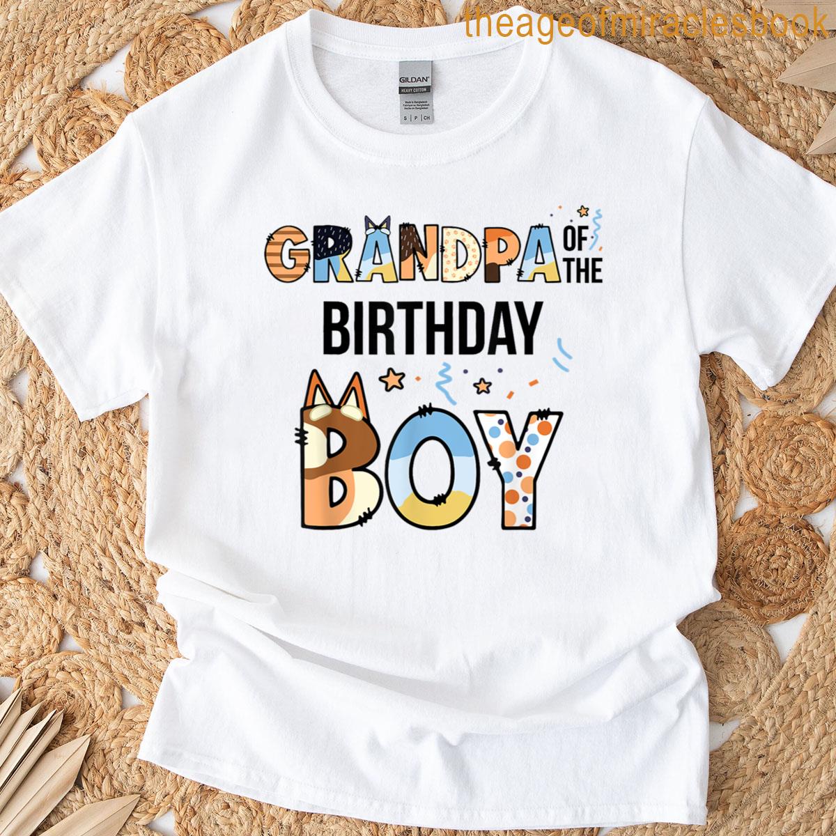 Grandpa Of The Birthday Boy Party Blue Dog Lover Matching T-shirt