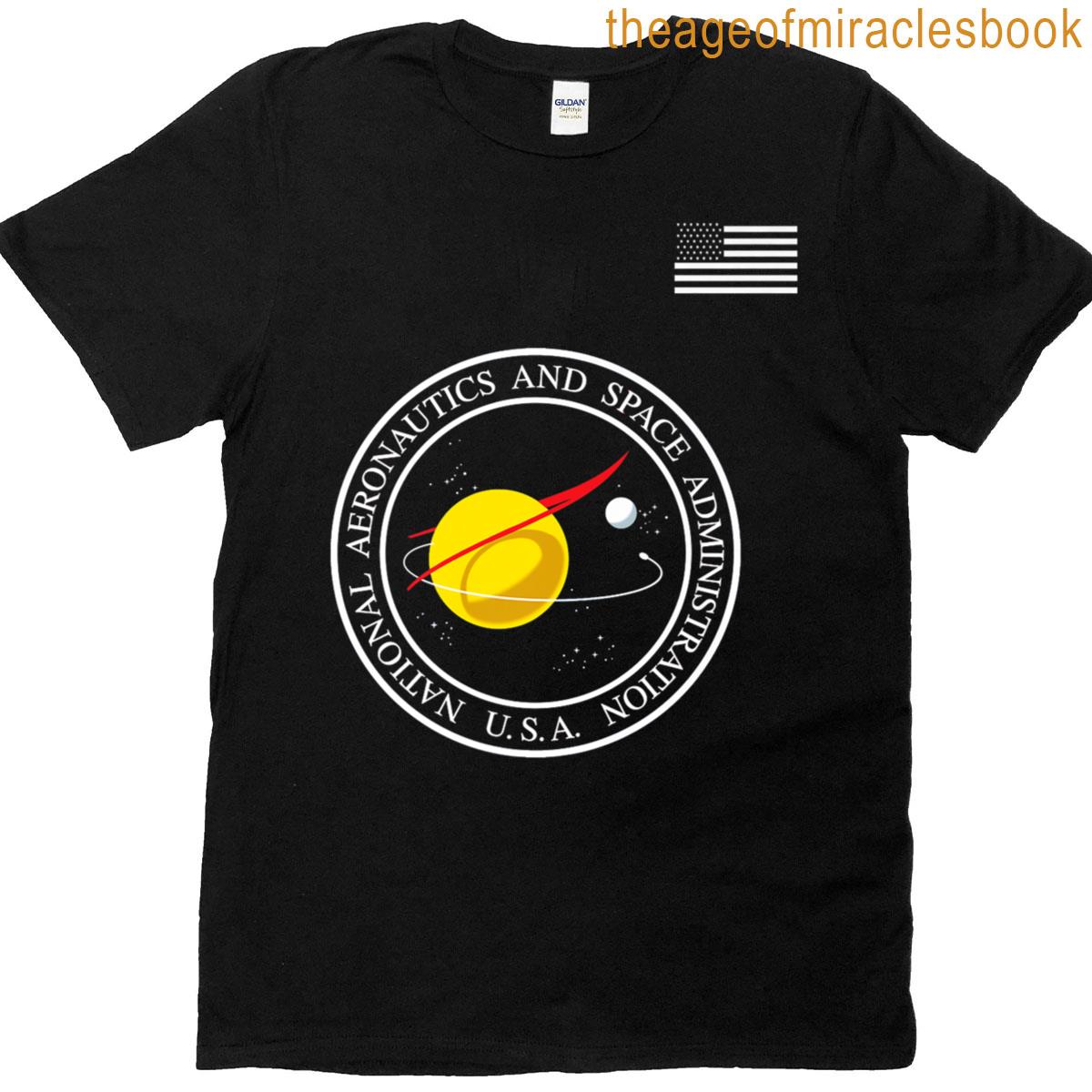 Nasa Seal Logo And Famous Us Flag Premium T-shirt