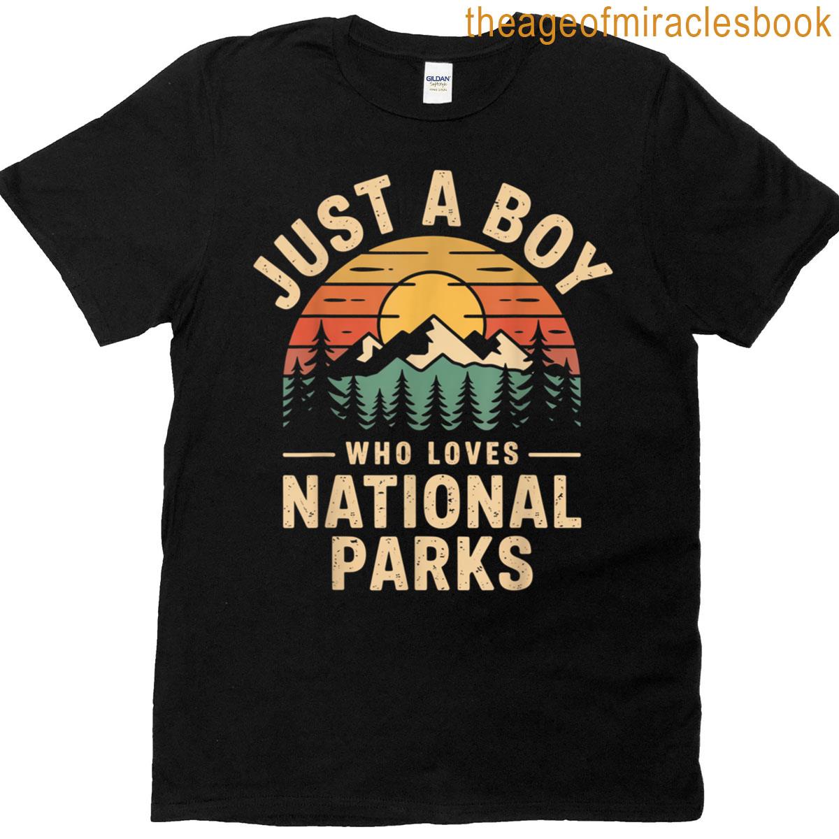 Just A Boy Who Loves National Parks Retro Nature Vintage T-shirt