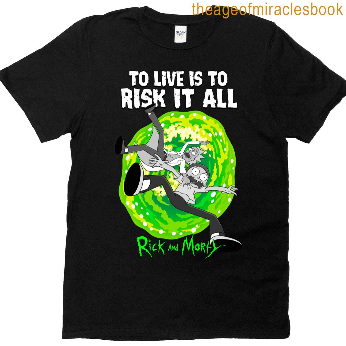 Rick And Morty Falling To Live Is To Risk It All Chest Logo T-shirt