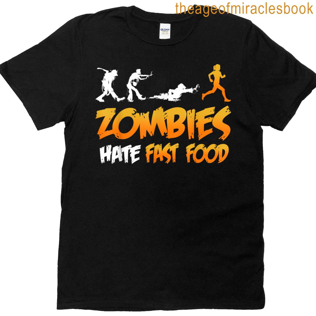 Zombies Hate Fast Food Funny Halloween Running T-shirt