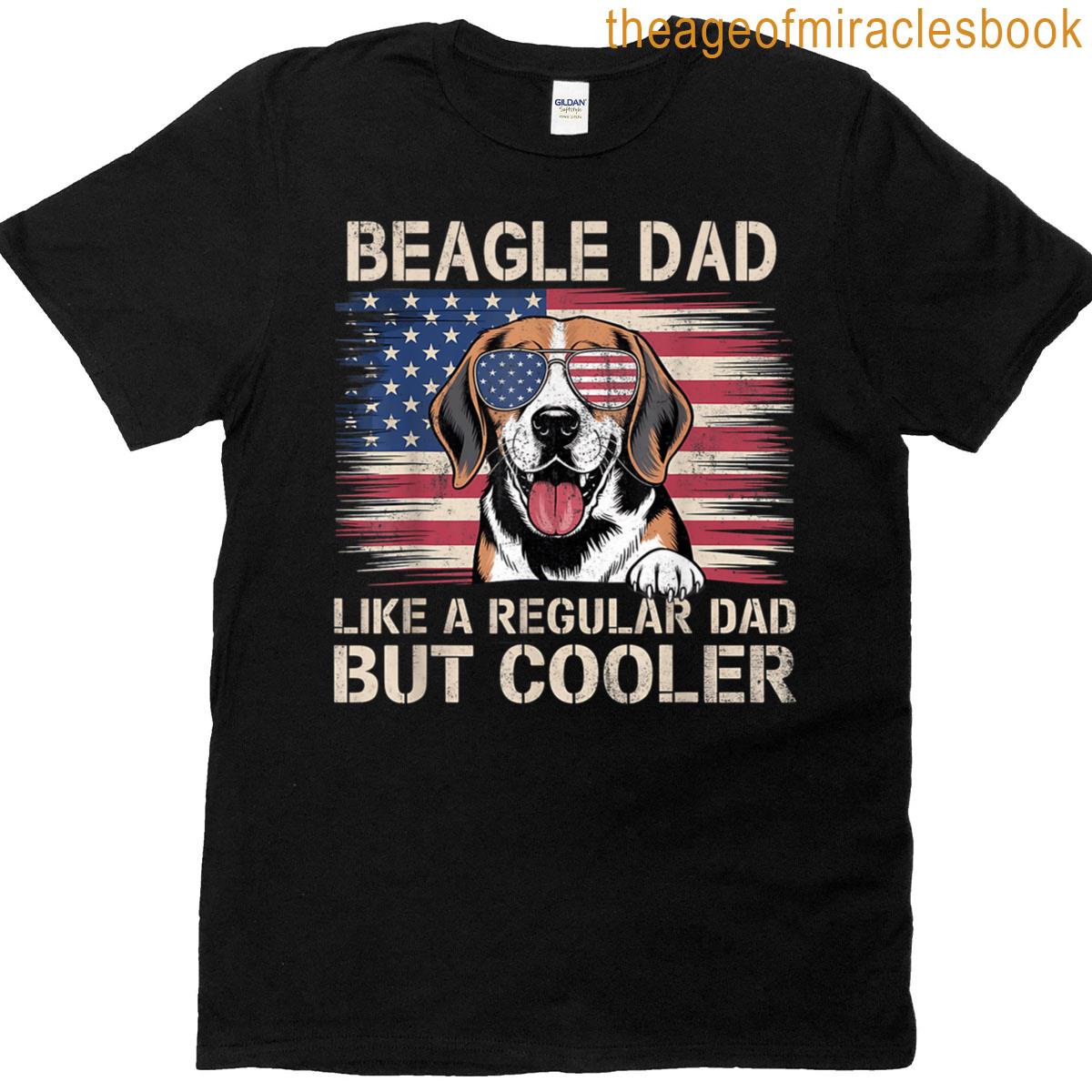 Beagle Dad Dog Usa Flag Vintage Fathers Day 4th Of July T-shirt