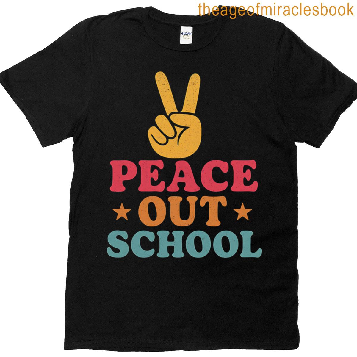 Peace Out School Colorful Retro Last Day Of School Celebration T-shirt