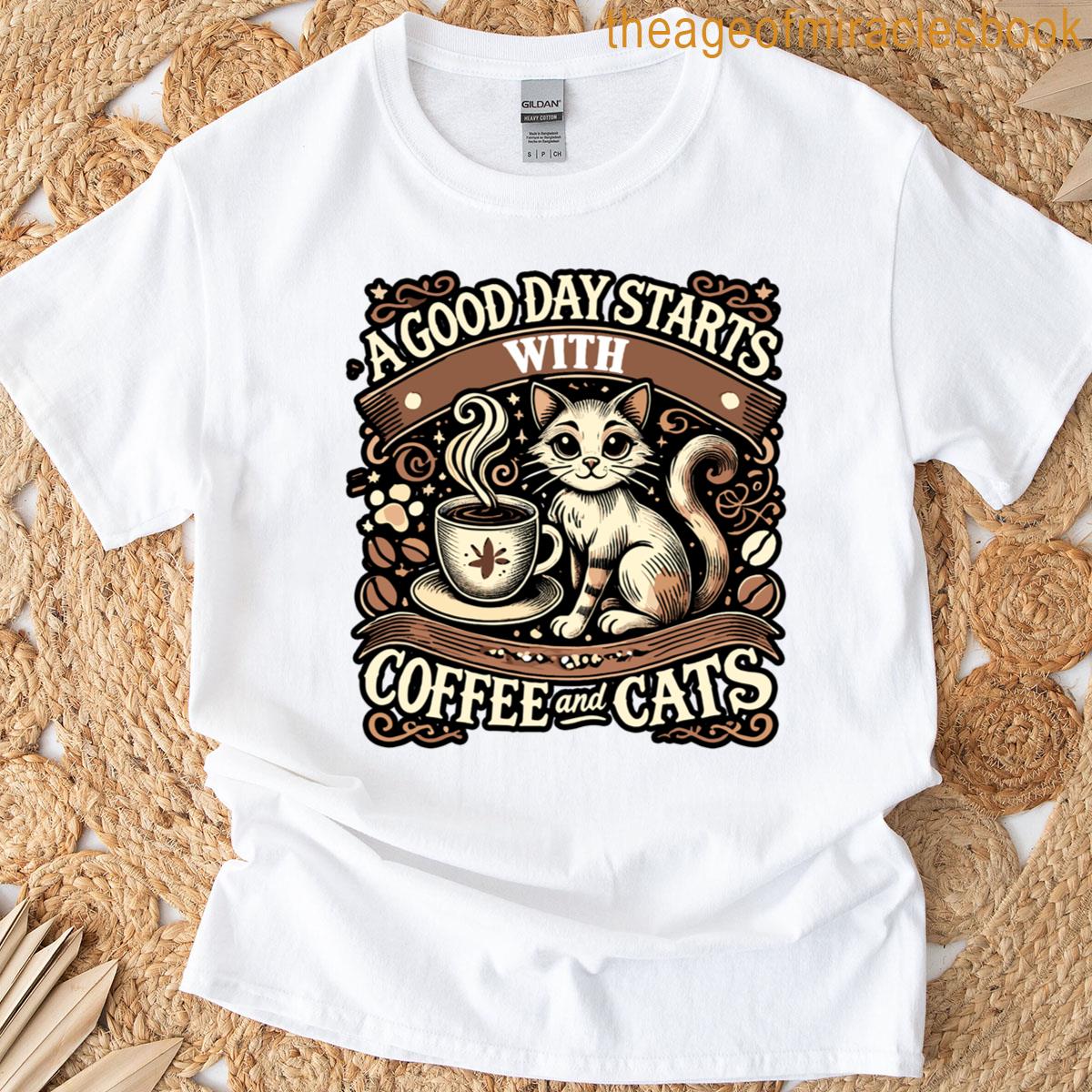Funny Coffee And Cat Coffee Lover Drinker Cat Lover Owner T-shirt