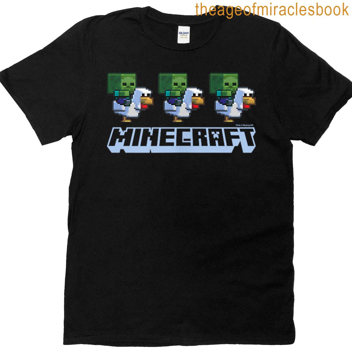 Minecraft Chicken Jockey Chibi Pixelated Logo T-shirt