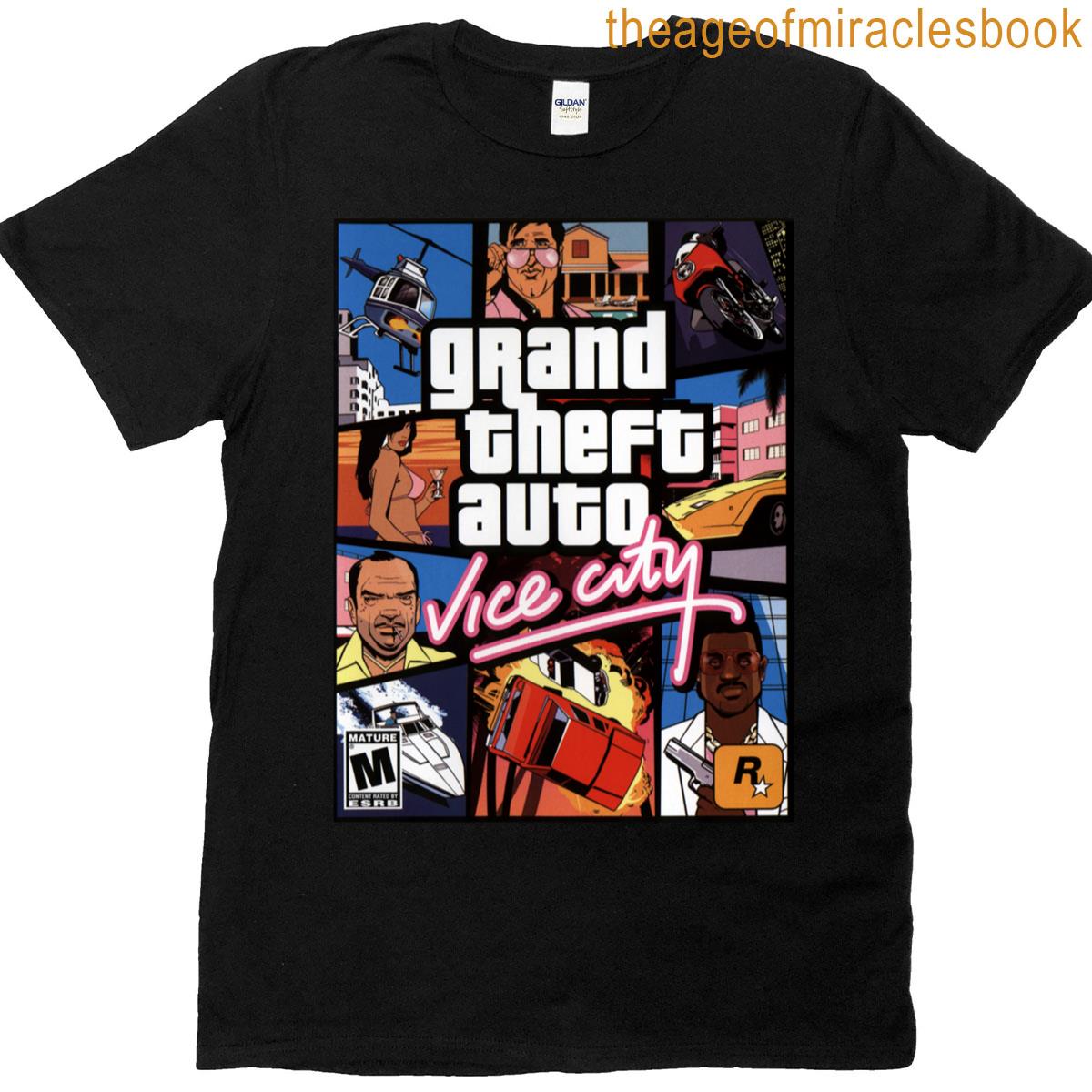 Grand Theft Vice City – Retro Video Game Case Art Amp Logo T-shirt