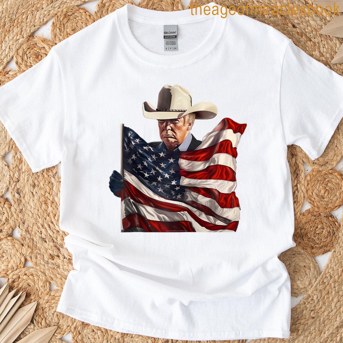 Donald Trump Cowboy Hat American Flag 2025 Patriotic Raglan Baseball Tee T-shirt