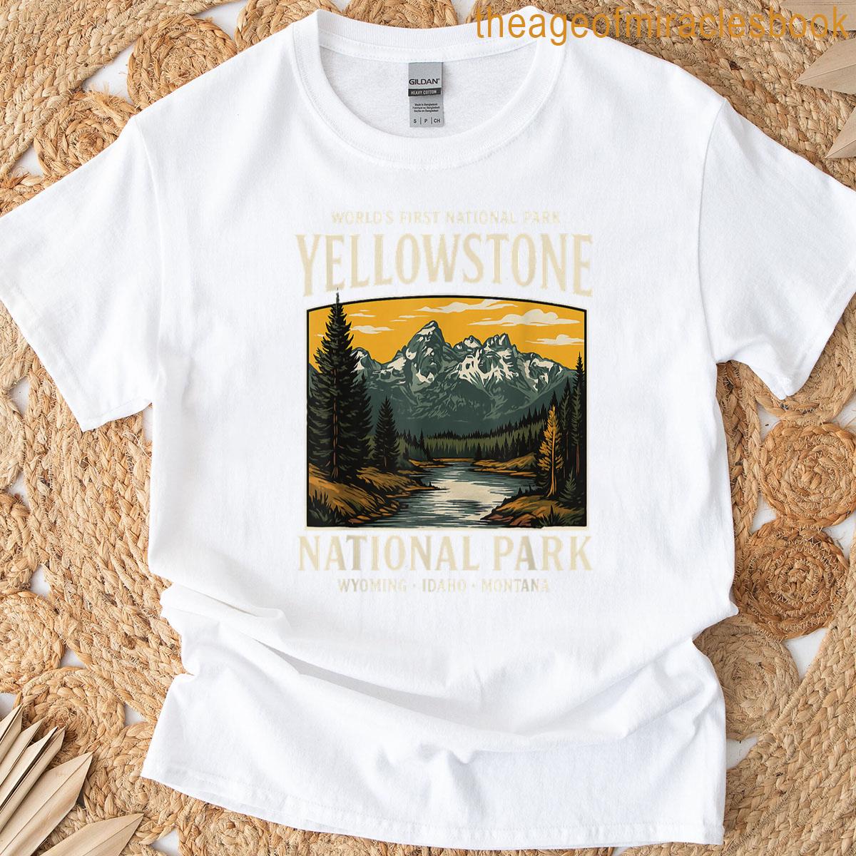 Yellowstone National Park Vintage Mountain Nature Hiking T-shirt