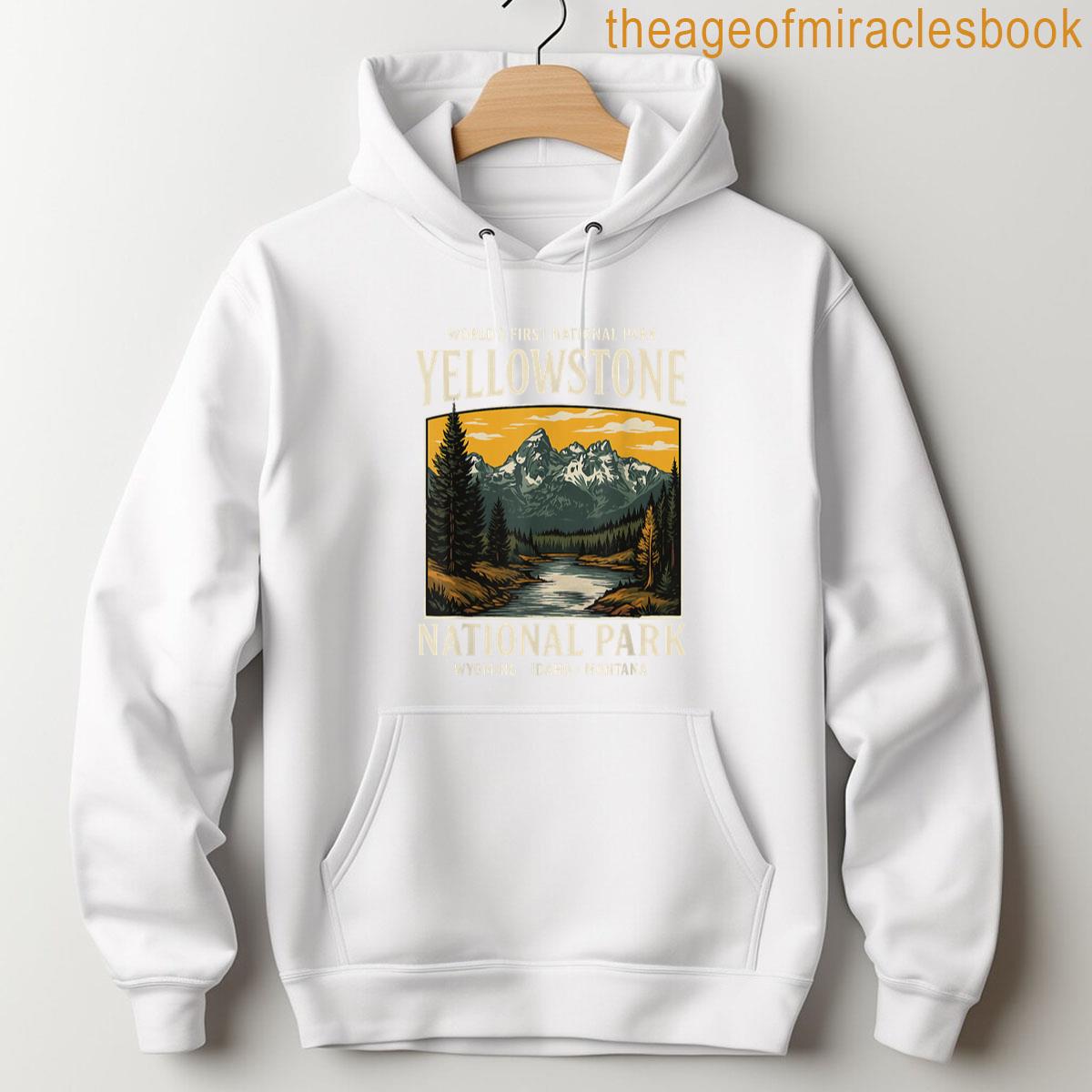 Alternative view of Yellowstone National Park Vintage Mountain Nature Hiking T-shirt