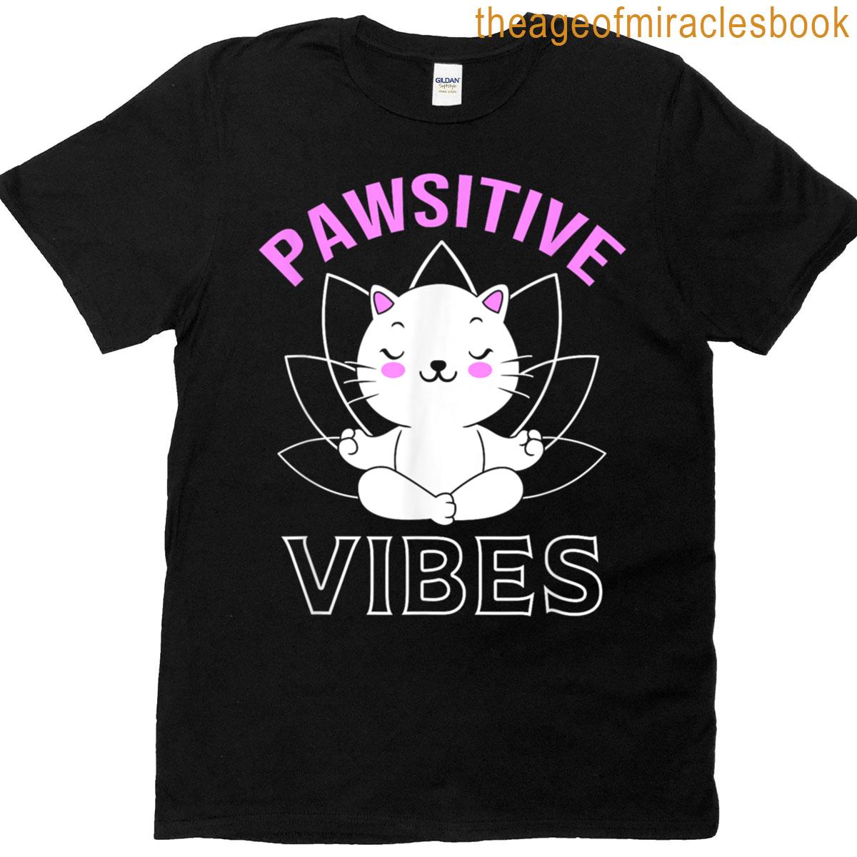 Zen Meditation Pawsitive Vibes Cute Cat Yoga T-shirt