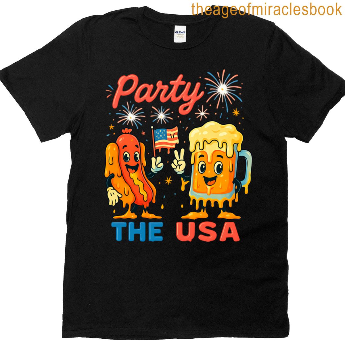 4th Of July Hotdog Party Usa Funny American Dad Men Women T-shirt