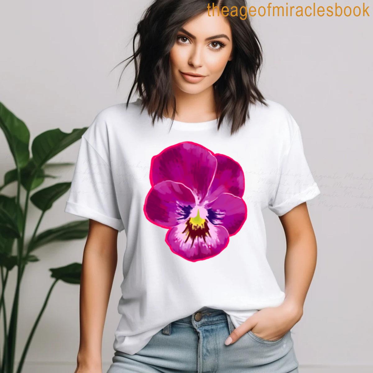 T-shirt dress - PANSY FANTASY blue pink - Retro pansy print main image 0