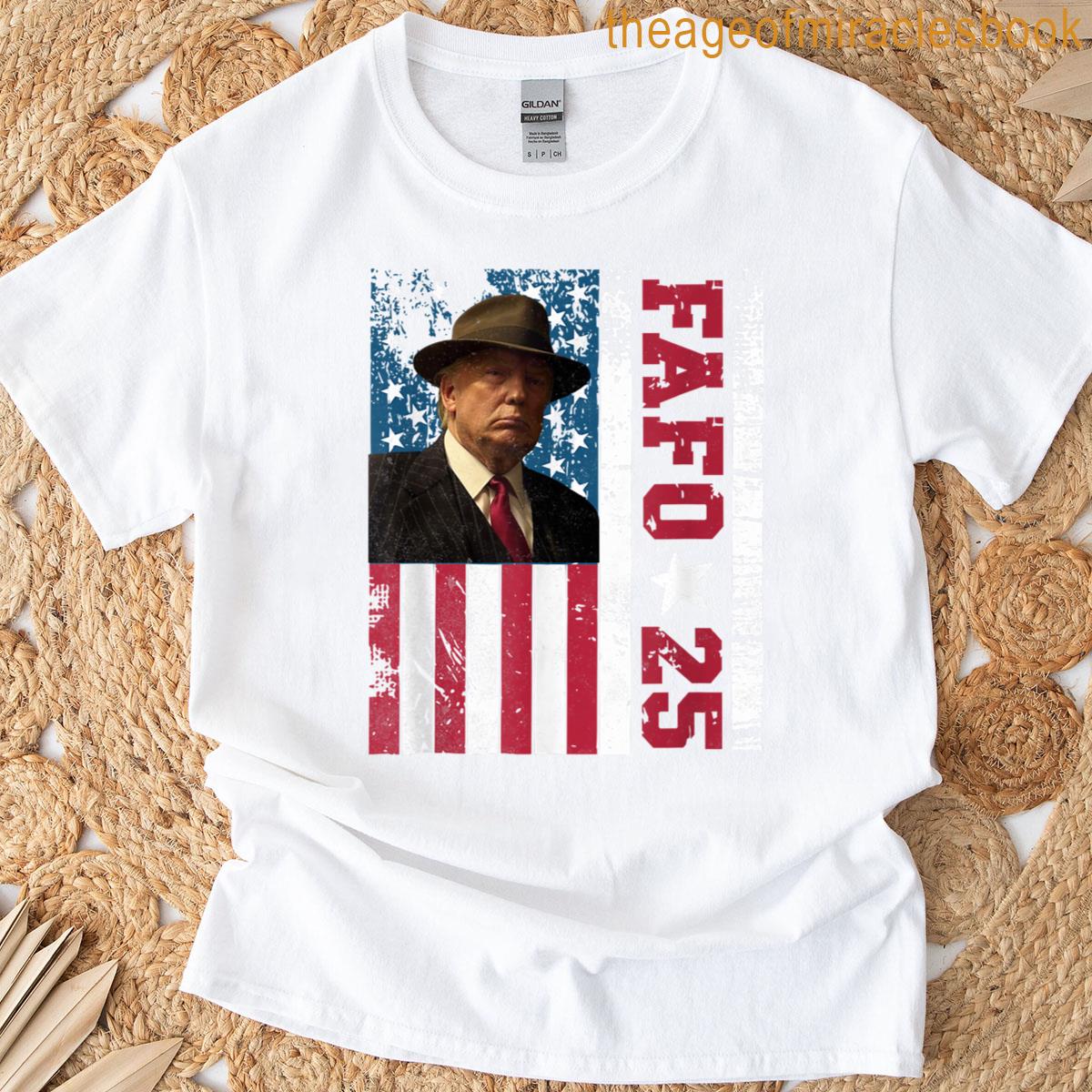 Funny Fafo Trump Photo Usa Flag Retro Vintage T-shirt