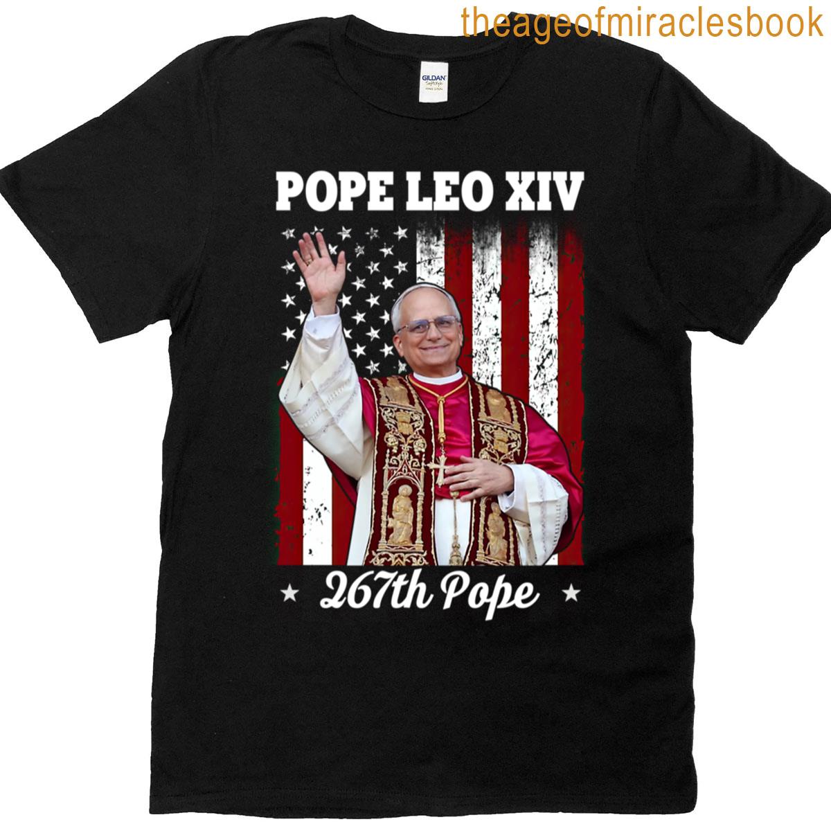 New Pope Leo Xiv Robert Prevost American Flag T-shirt