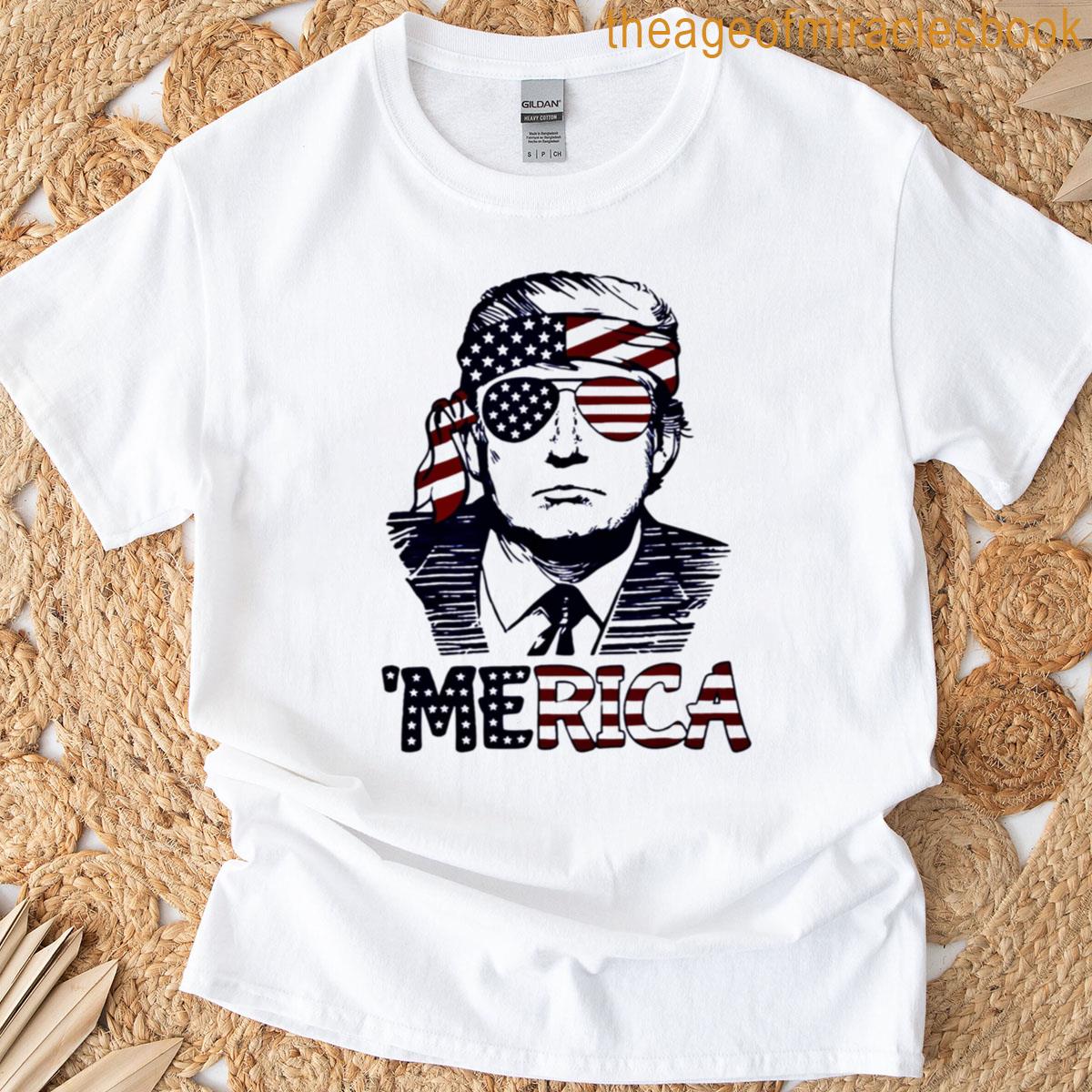 Trump Merica Usa American Flag T-shirt