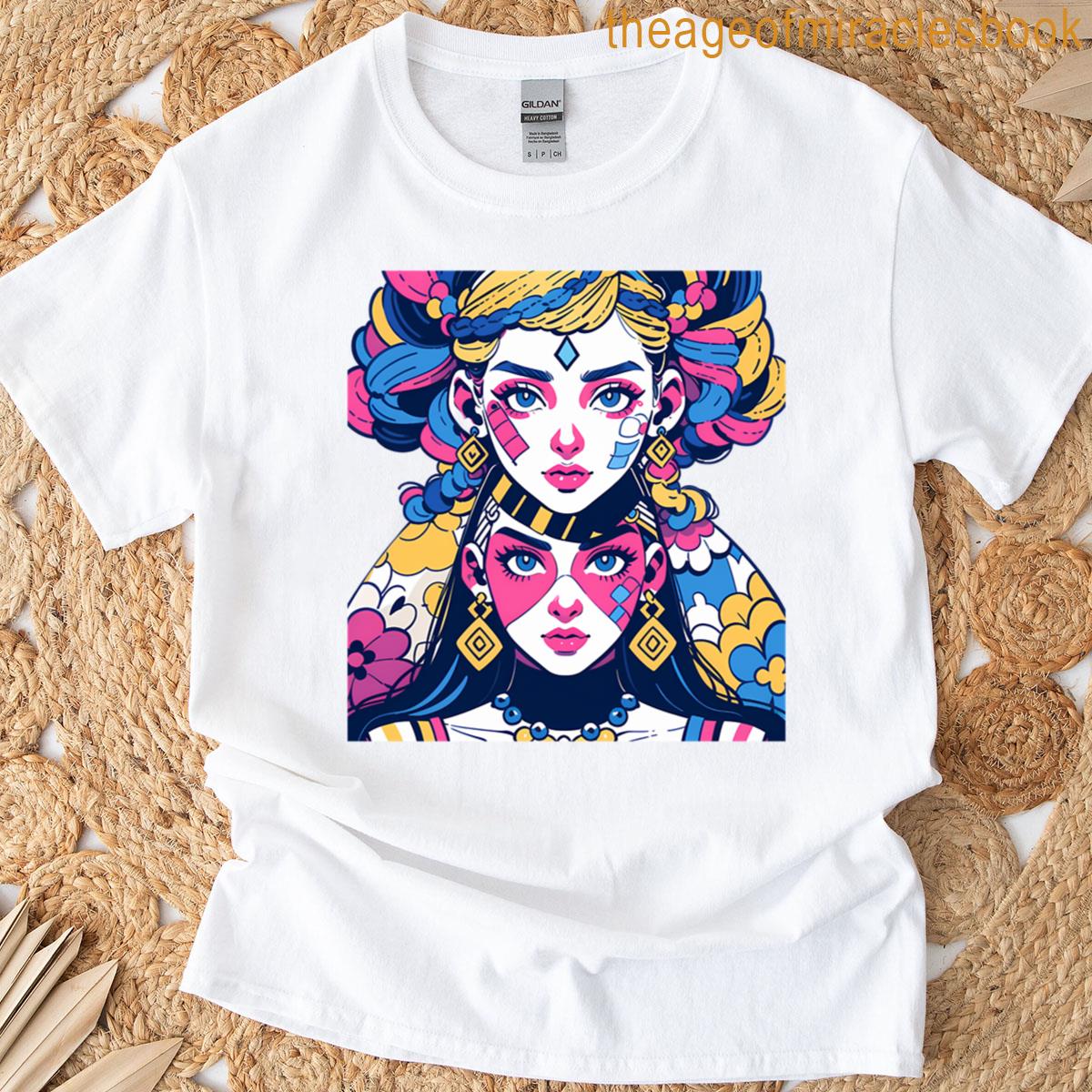 Colorful Girls Animated Vibrant Characters Celebration Style Diversity T-shirt