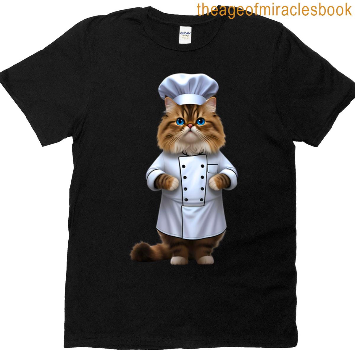 Persian Cat Chef Cute Culinary Kitty Art For Cat Lovers Oversized T-shirt