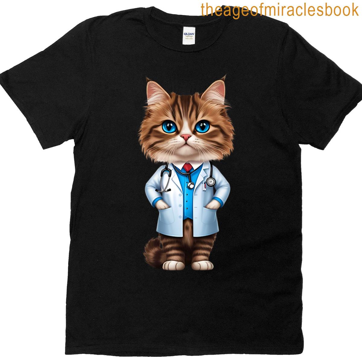 Persian Cat Doctor Cute Physician Cat Art For Cat Lovers T-shirt