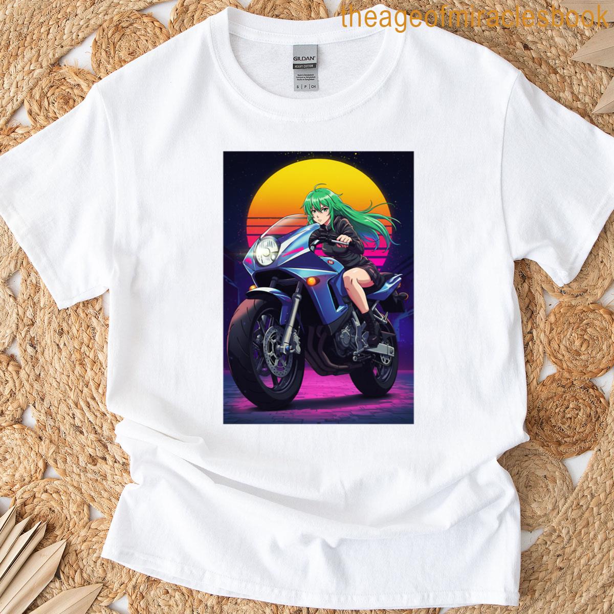 Anime Beauty On A Futuristic Motorcycle Oversized T-shirt