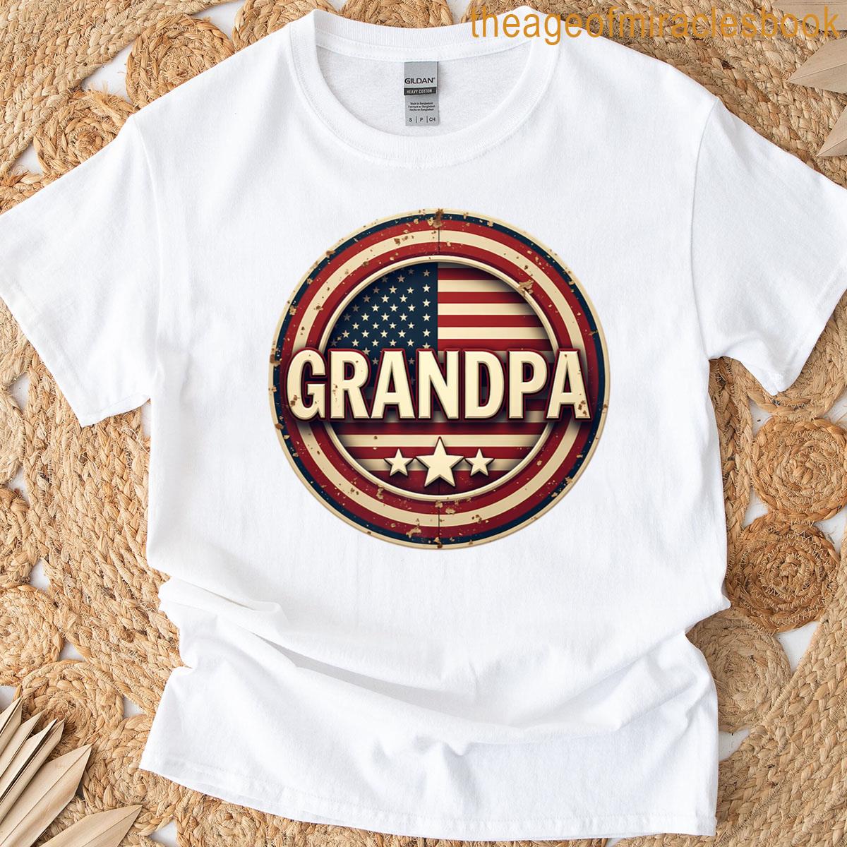 American Grandpa Patriotic Grandfather Usa Flag Vintage Premium T-shirt