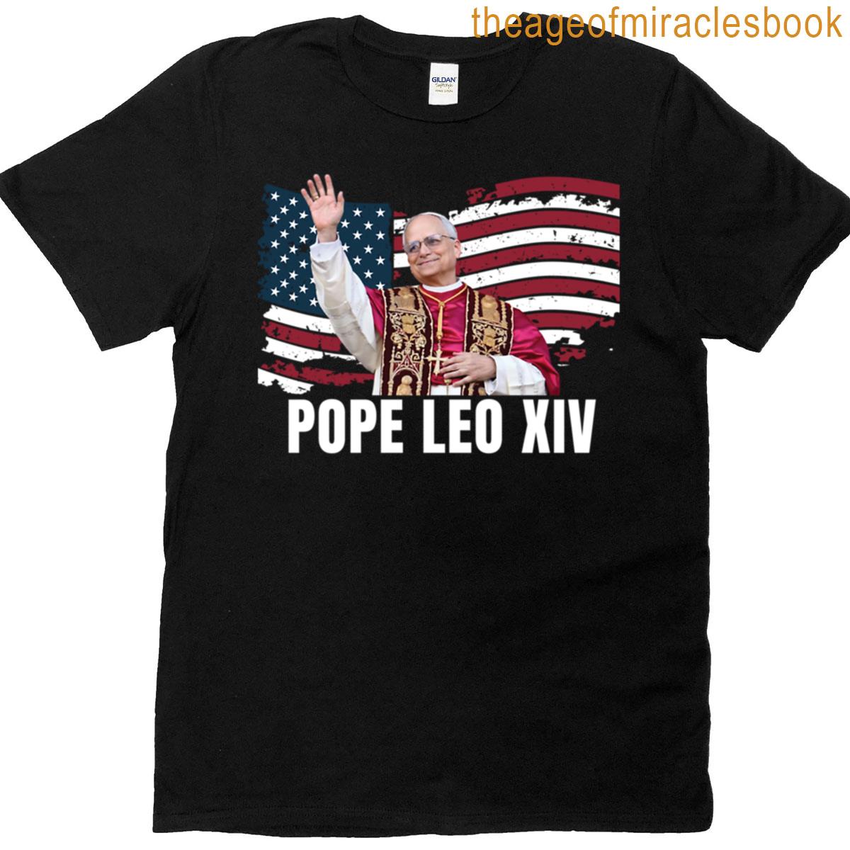 New Pope Leo Xiv Robert American Flag T-shirt