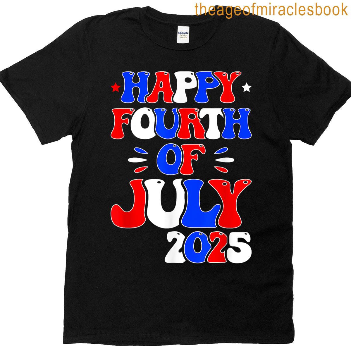 Retro Happy 4th Of July 2025 Fourth Of July For Men Women T-shirt