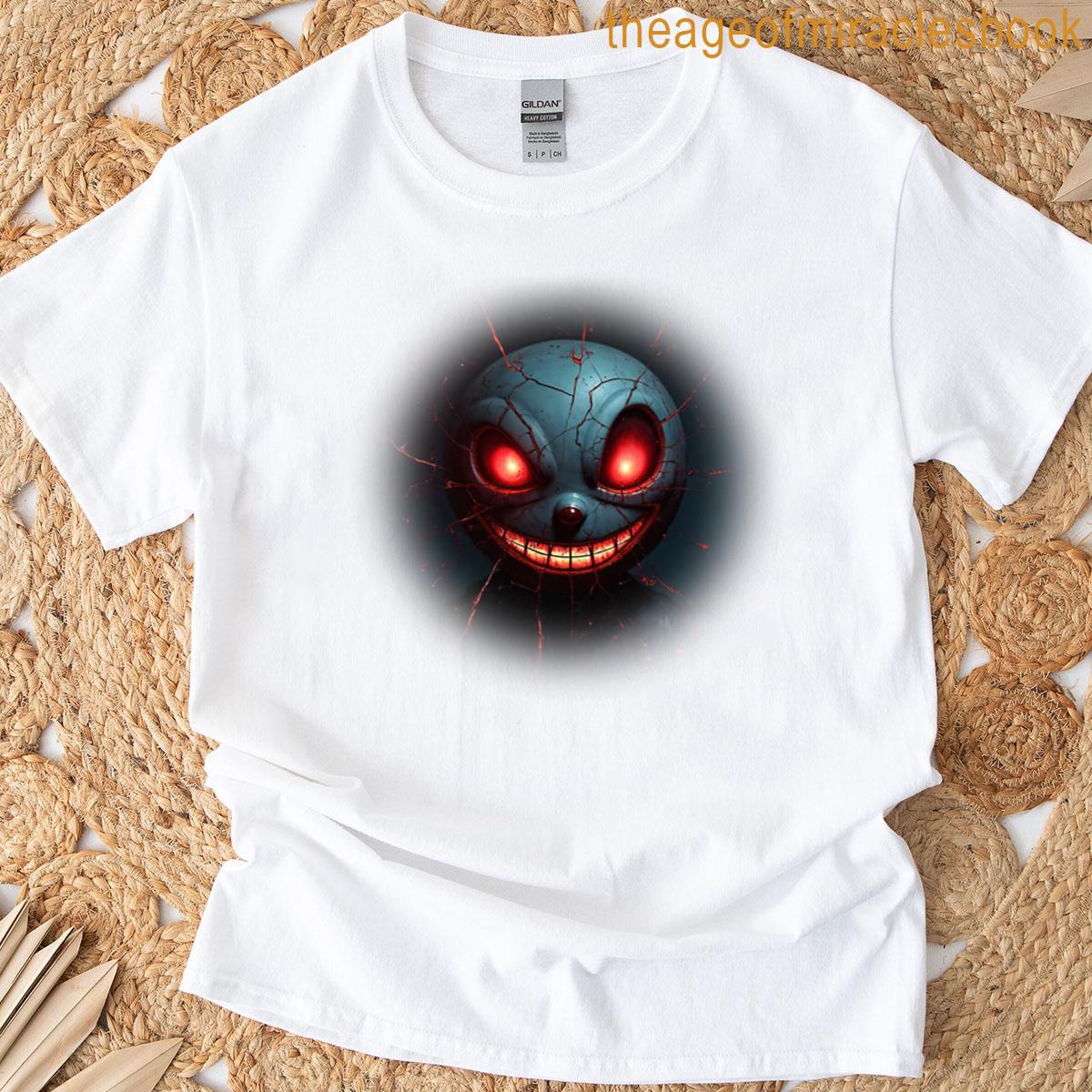 Creepy Red Eyes Smiley Cartoon Horror Monster T-shirt