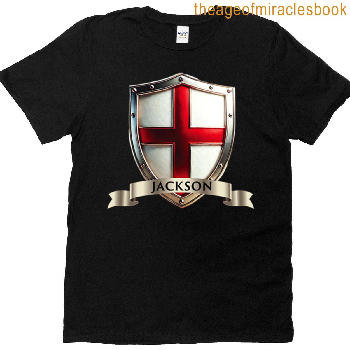 Jackson Family Crest St Georges Cross Shield And Banner T-shirt