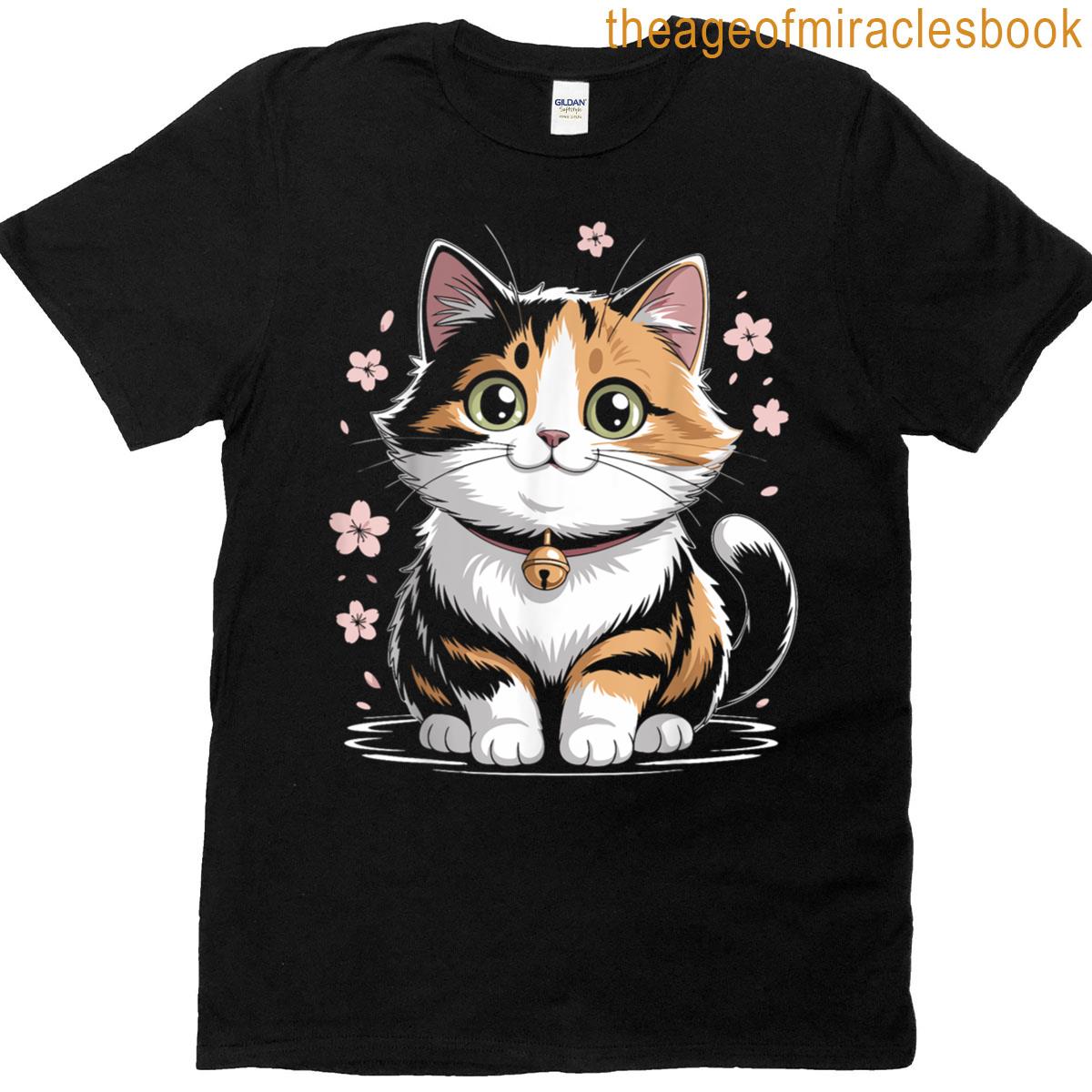 Cute Cat With Flowers Kitten T-shirt