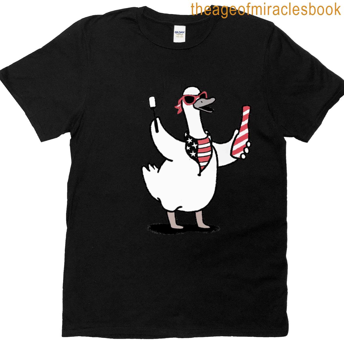 You Look Like The 4th Of July Funny Patriotic Goose Oversized T-shirt