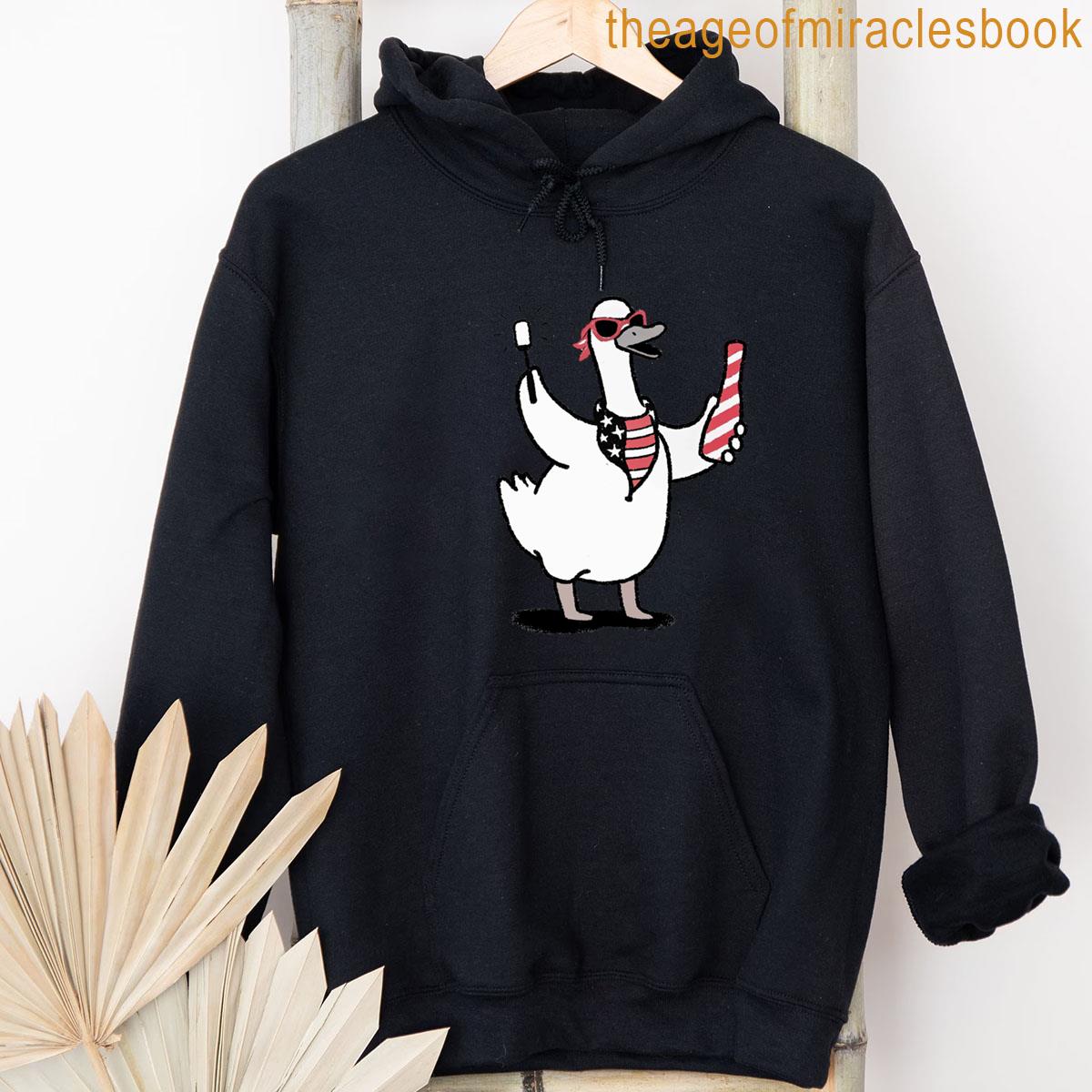 Alternative view of You Look Like The 4th Of July Funny Patriotic Goose Oversized T-shirt