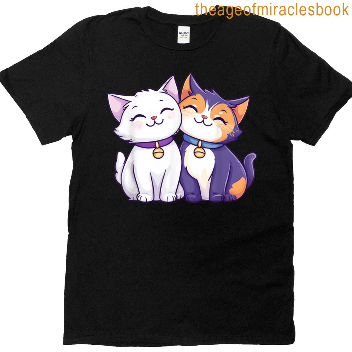 Cute Kawaii Cat Couple T-shirt