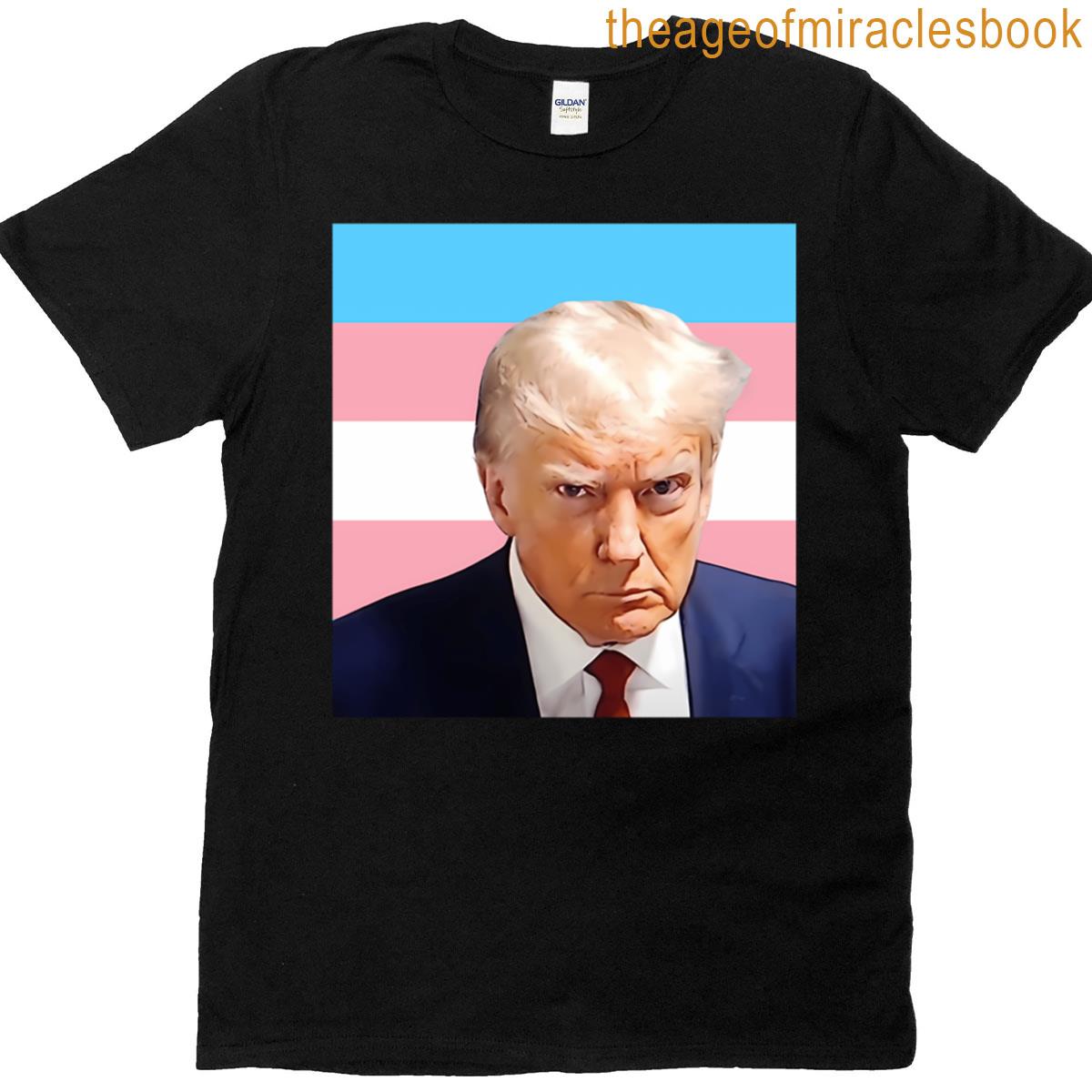 Donald Trump Trans Pride Flag Mugshot T-shirt