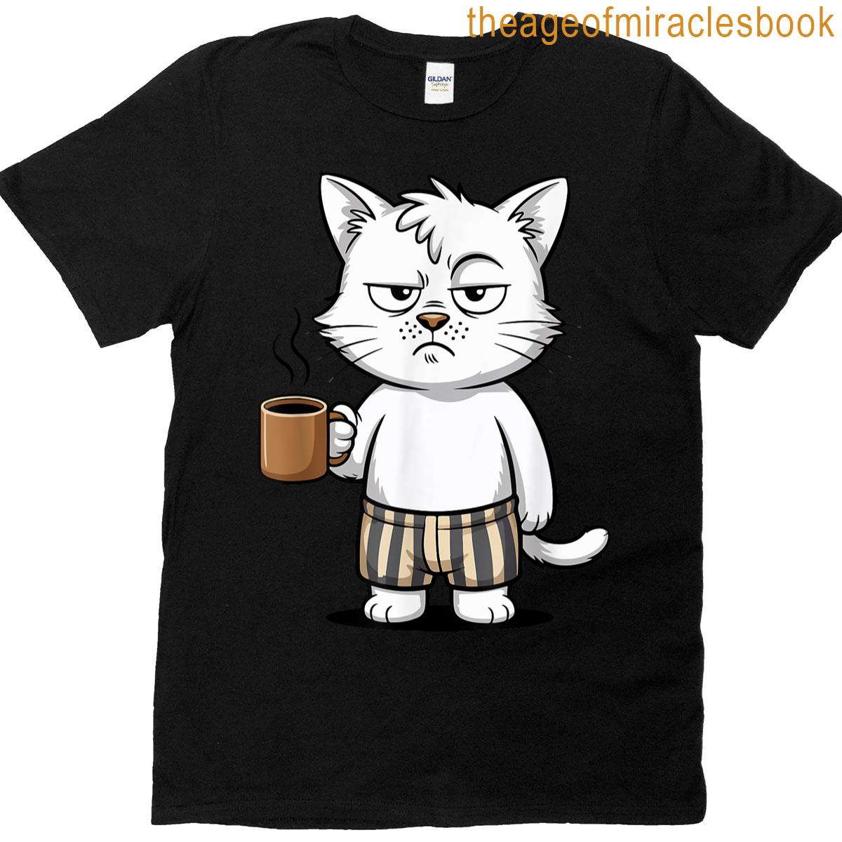 Funny Coffee Morning Cat T-shirt