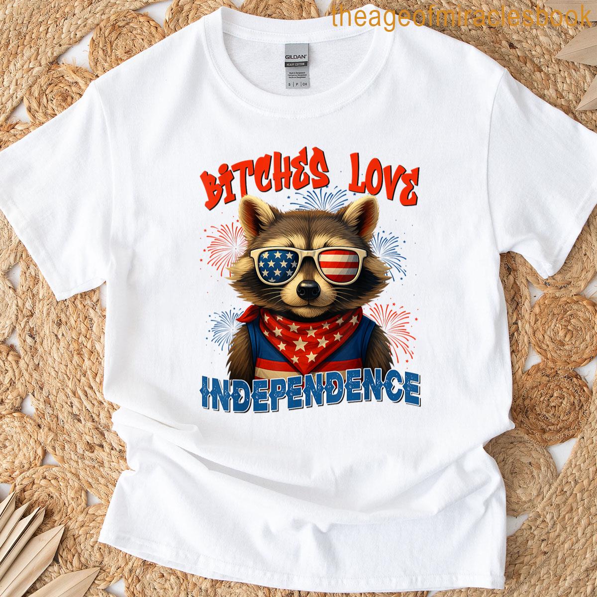 Funny Feral Independence Day Raccoon Usa Patriotic T-shirt