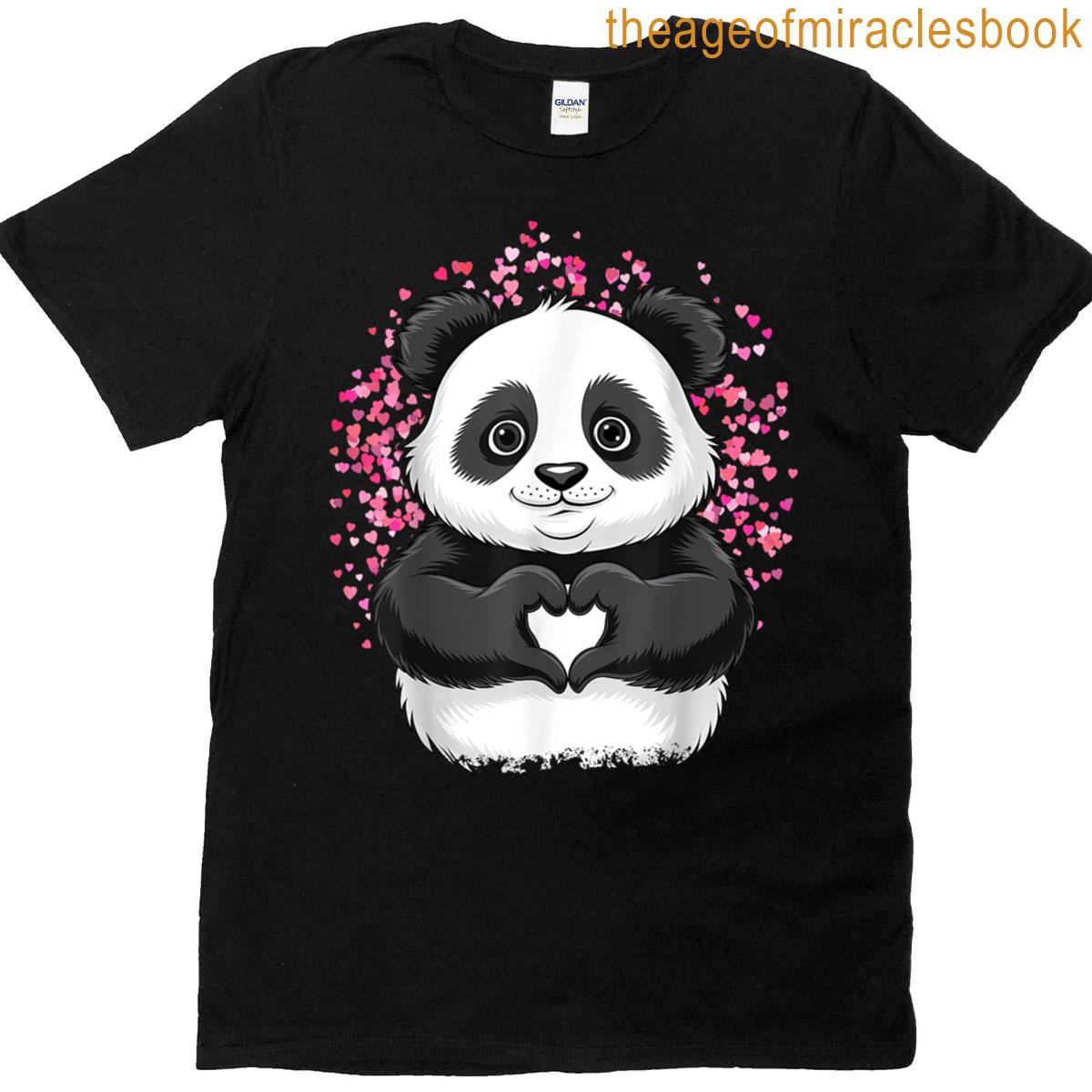 Panda Bear Lover Heart Cute Panda For Girl Kids Women T-shirt