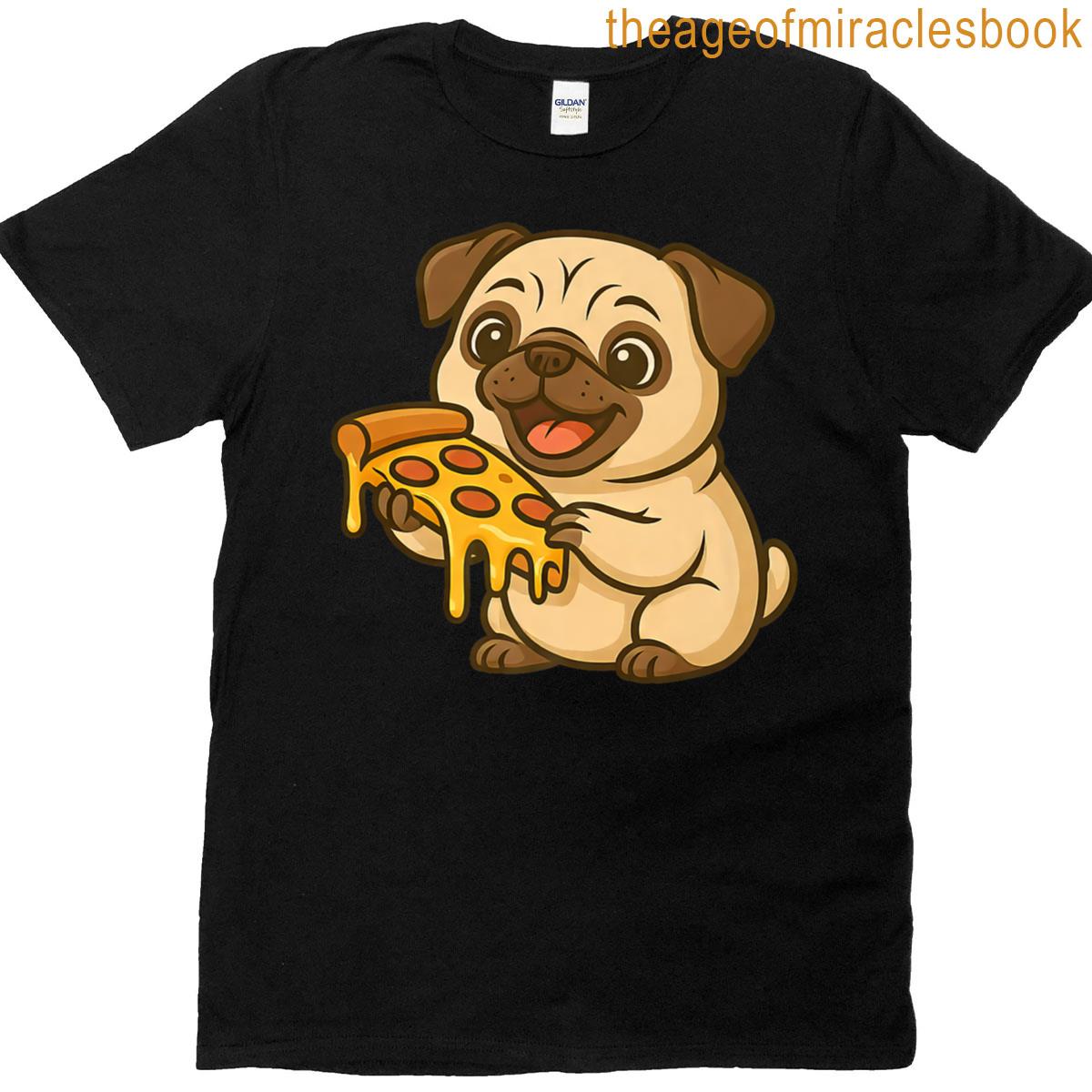 Adorable Cartoon Pug Pizza Lover Premium T-shirt