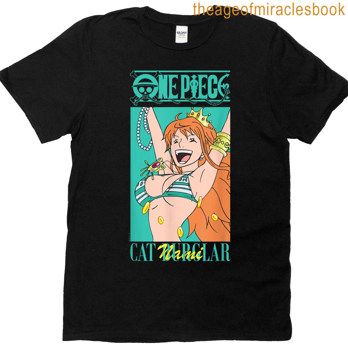 Anime Cat Burglar Nami Teal Logo T-shirt