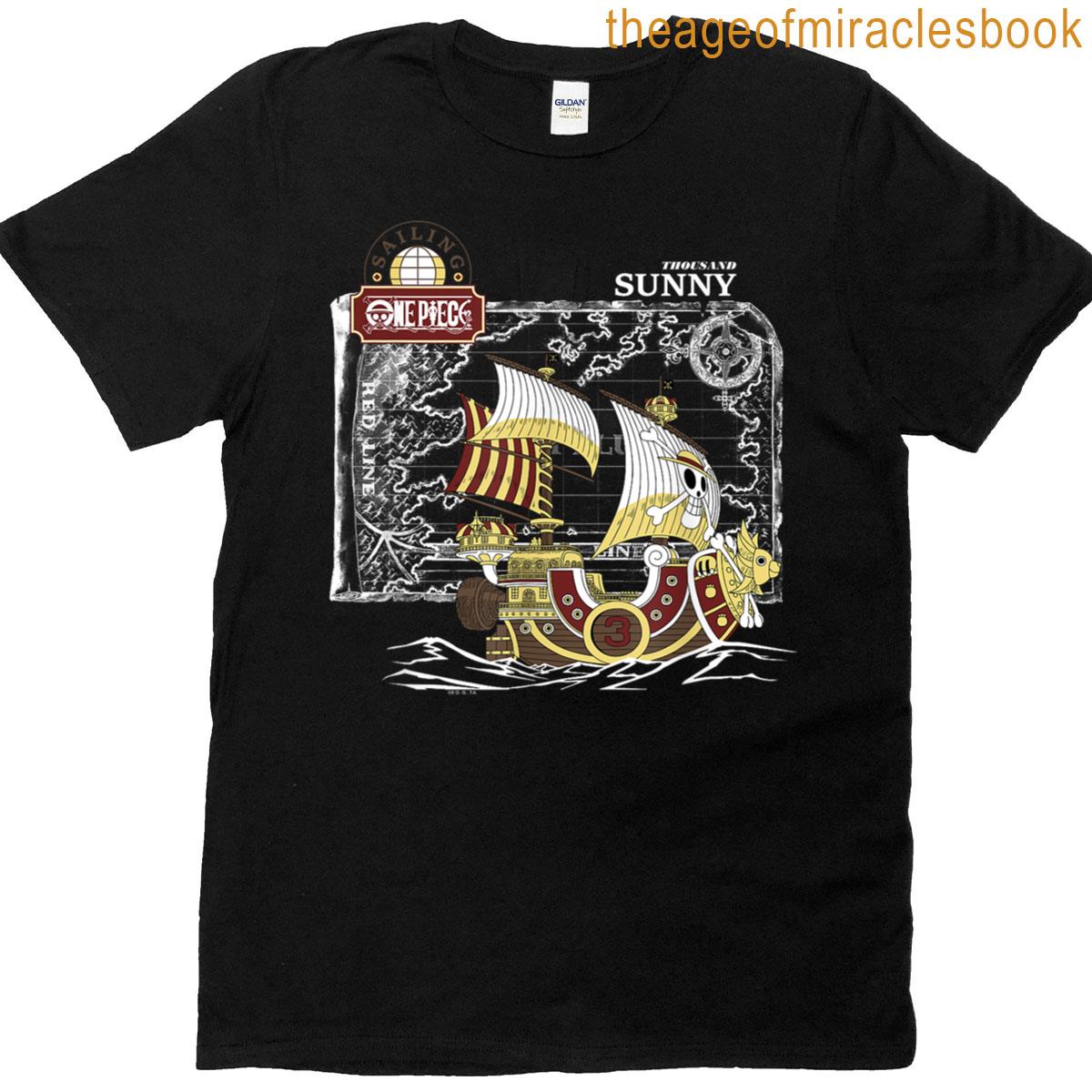 Anime Thousand Sunny Ship With Map And Logo T-shirt
