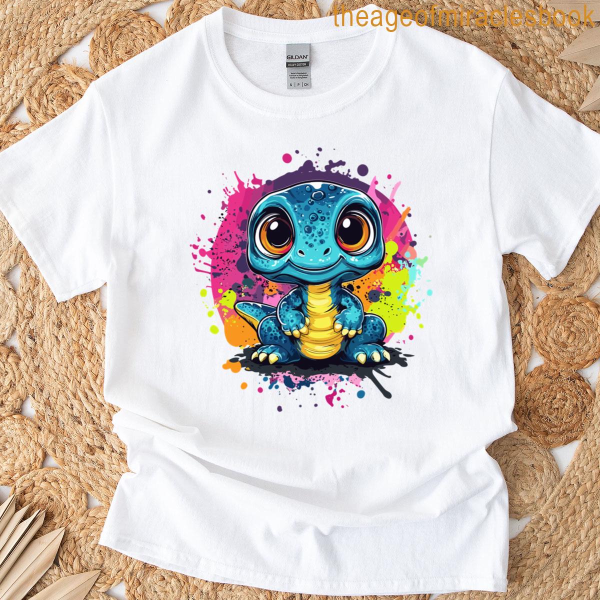 Cute Baby Lizard Cartoon Fantasy Character Art T-shirt