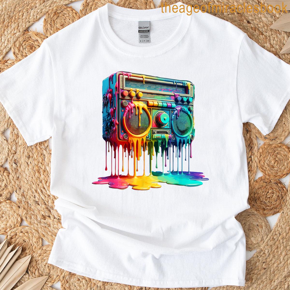 Dripping Paint Boombox Old School 80s Music Hip Hop T-shirt