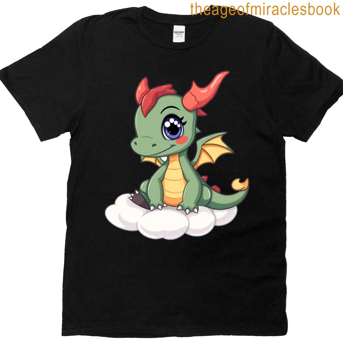 Baby Cartoon Dragon On Cloud Fantasy Style T-shirt